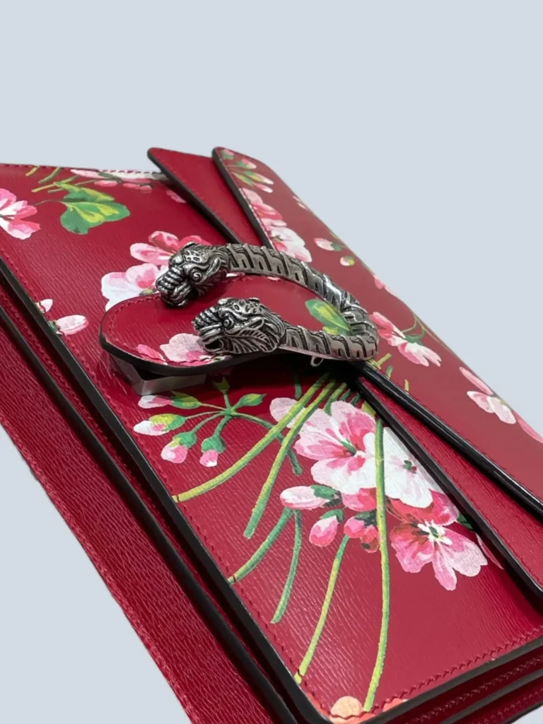 Borsa a spalla Dionysus Piccola in pelle con stampa Blooms., foto 10 di 10