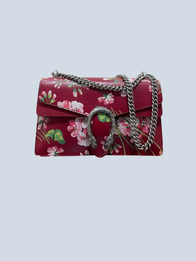 Borsa a spalla Dionysus Piccola in pelle con stampa Blooms.