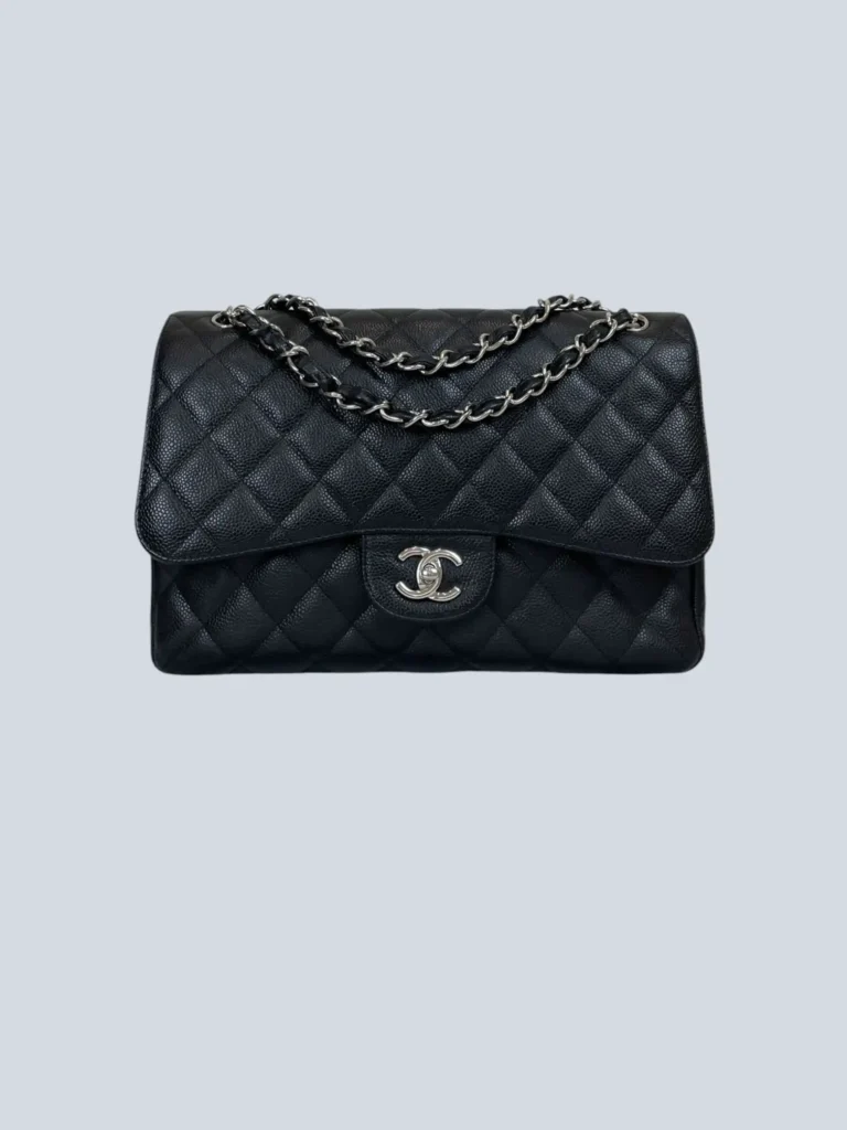 Borsa Jumbo Classic Double Flap in pelle caviar.