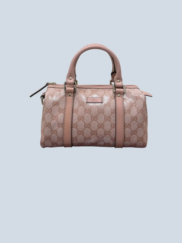 Borsa Boston Piccola in tela lucida spalmata GG Crystal.