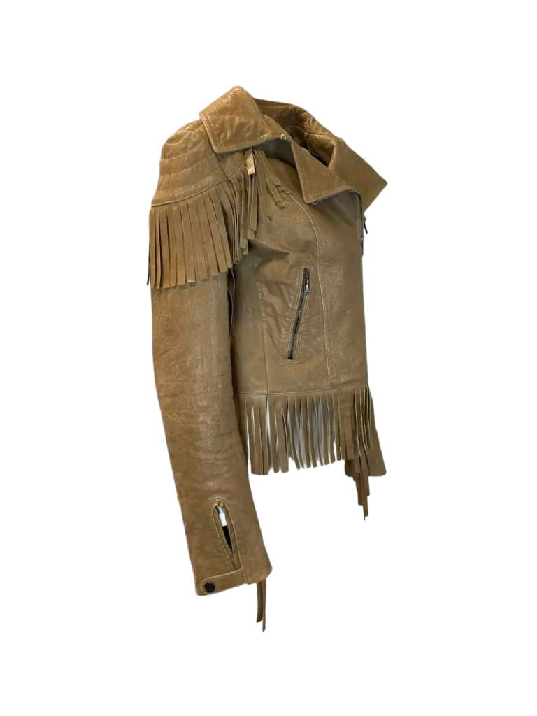 Fringed leather biker jacket, 42., photo 2 of 14