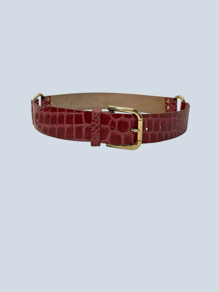 Cintura in pelle stampa cocco e lurex, 85.