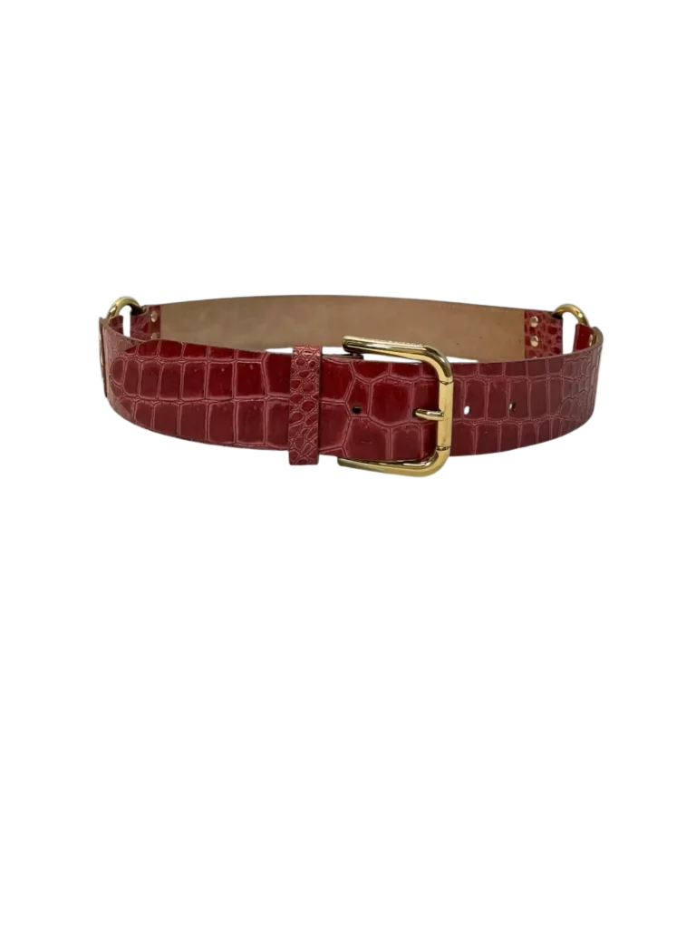 Cintura in pelle stampa cocco e lurex, 85.