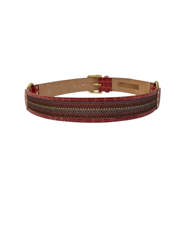Croc-embossed leather and lurex belt, 85., photo 3 of 7