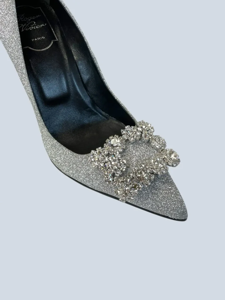 Décolleté Flower Strass in pelle e glitter, 39,5., foto 7 di 9