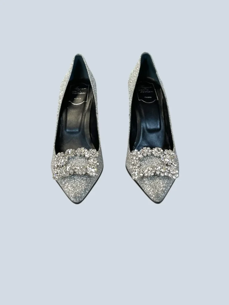 Décolleté Flower Strass in pelle e glitter, 39,5., foto 3 di 9
