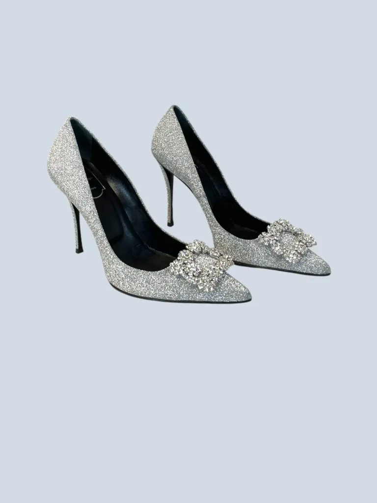 Décolleté Flower Strass in pelle e glitter, 39,5., foto 2 di 9