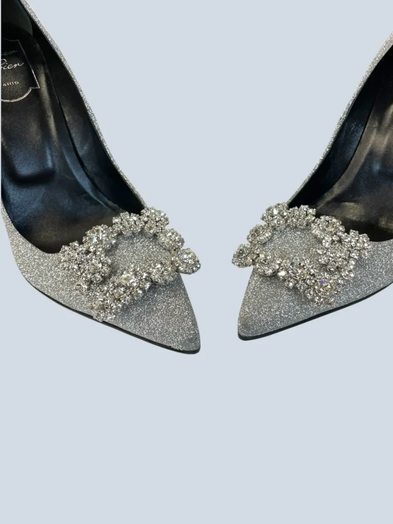 Décolleté Flower Strass in pelle e glitter, 39,5., foto 6 di 9