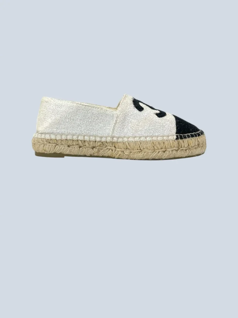 CC logo terry cloth and lurex espadrilles, 36.
