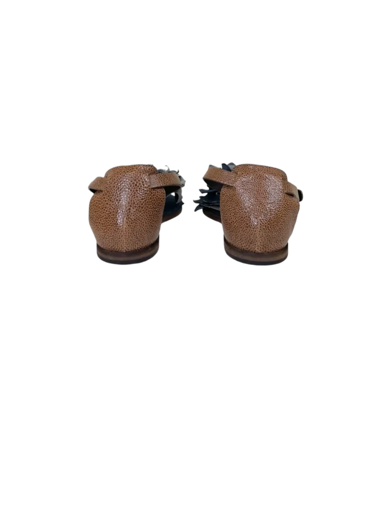 Sandali flat in pelle e denim, 37., foto 4 di 6