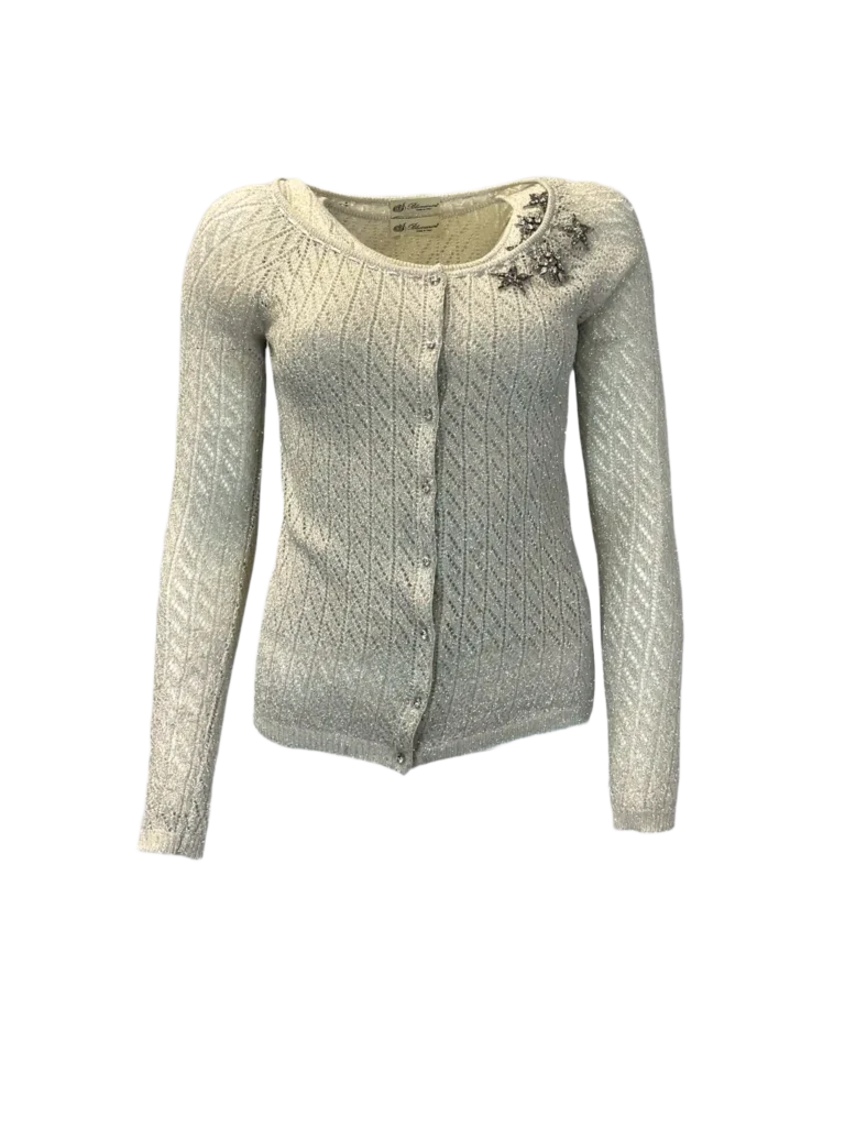 Cotton and lurex appliqué twin-set, 42.