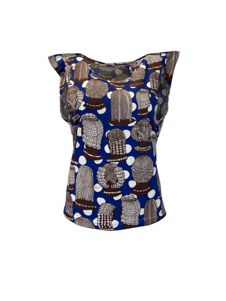 Geometric print cotton top, M.