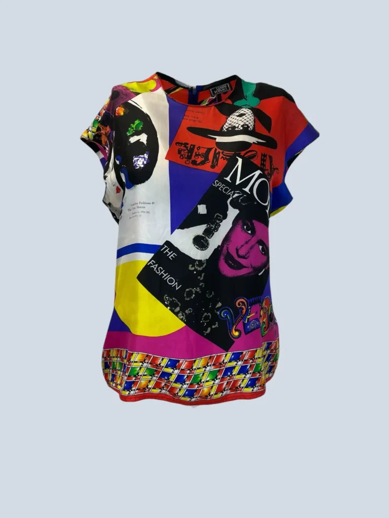 Vogue print silk top, 44.