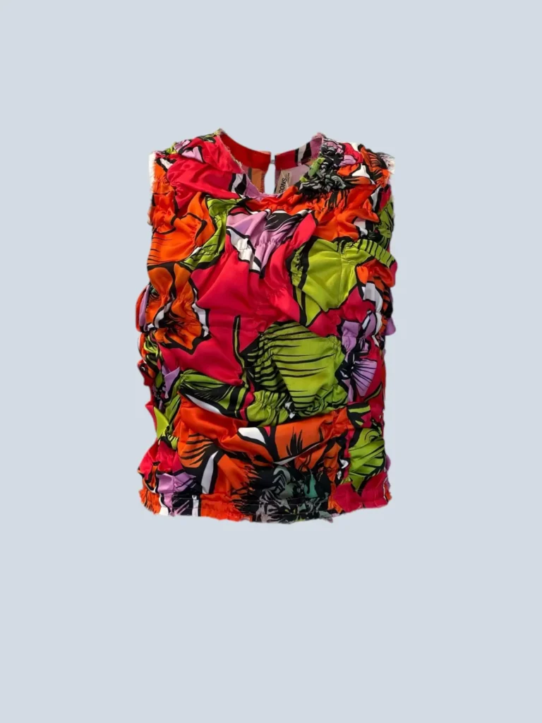 Top a fiori arricciato, XS.
