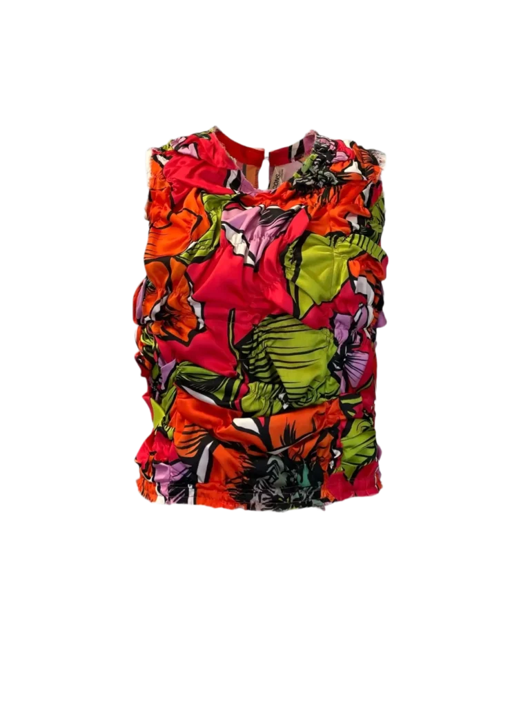 Ruffled floral top, XS.
