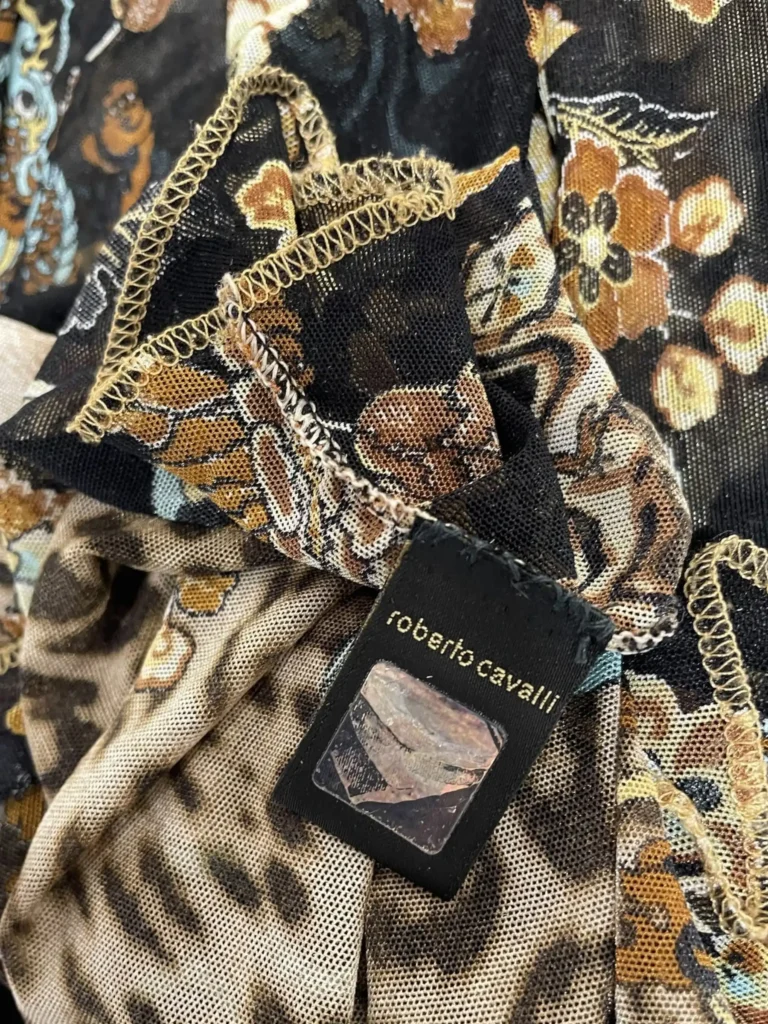 Abito corto in tessuto a rete con motivo chinoiserie animalier, S., foto 7 di 8
