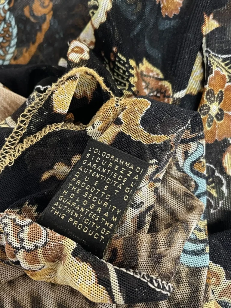 Abito corto in tessuto a rete con motivo chinoiserie animalier, S., foto 6 di 8