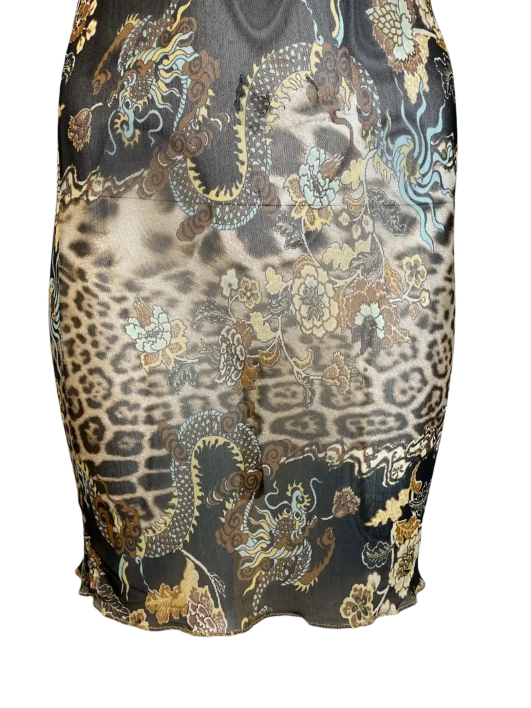 Animalier chinoiserie print mesh mini dress, S., photo 4 of 8