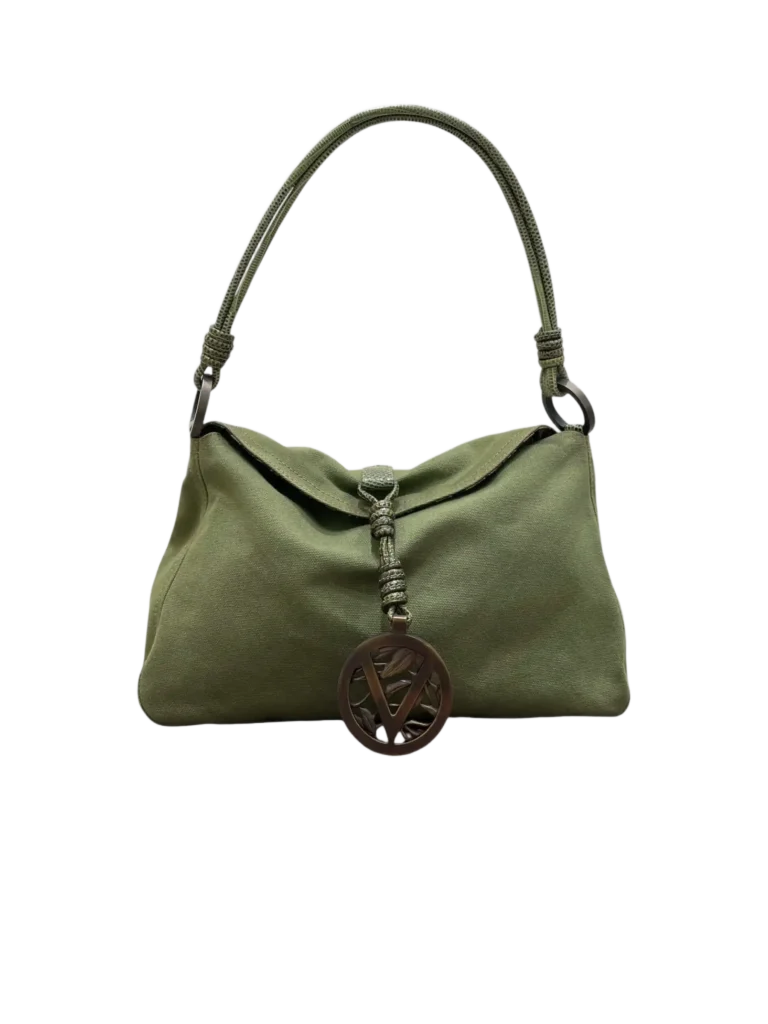 Garavani, borsa a spalla VLogo in canvas e lucertola.