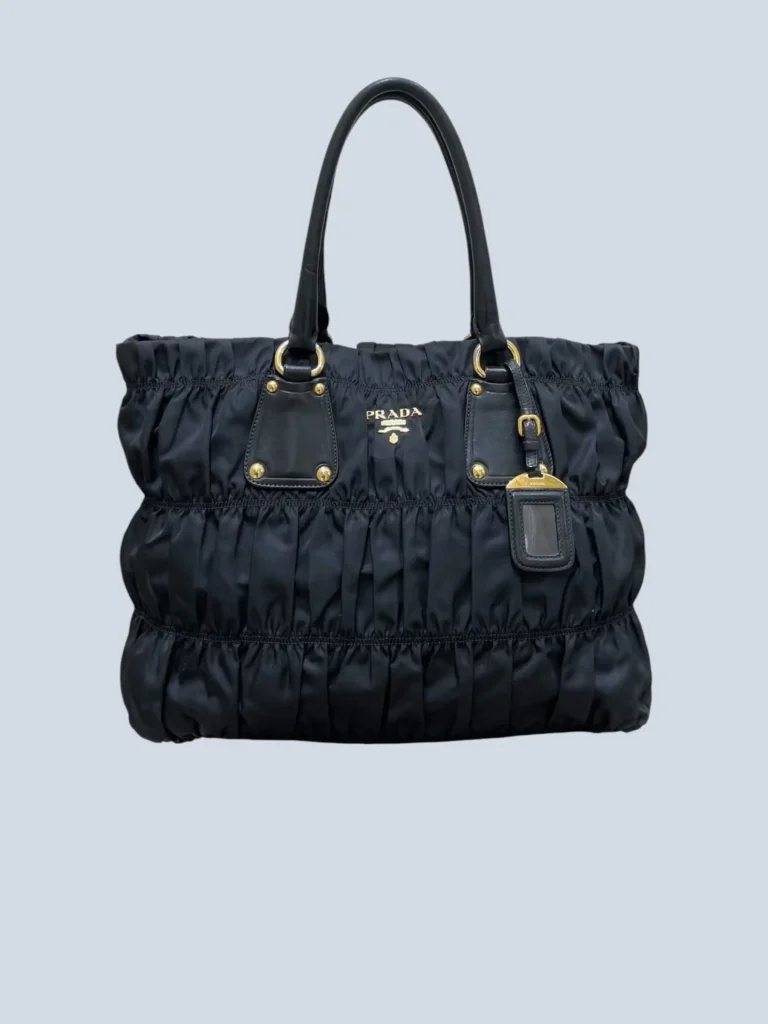 Borsa tote a spalla in nylon Gaufre e pelle.