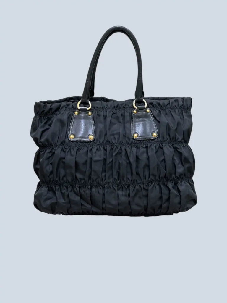 Borsa tote a spalla in nylon Gaufre e pelle., foto 4 di 12