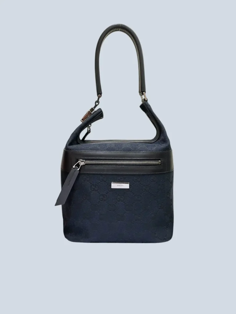 By Tom Ford, Monogram canvas and leather shoulder bag.