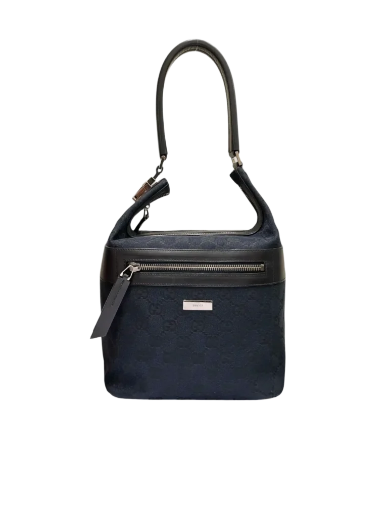 By Tom Ford, Monogram canvas and leather shoulder bag.