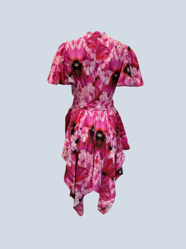 Blusa asimmetrica in seta floreale, 38., foto 3 di 6