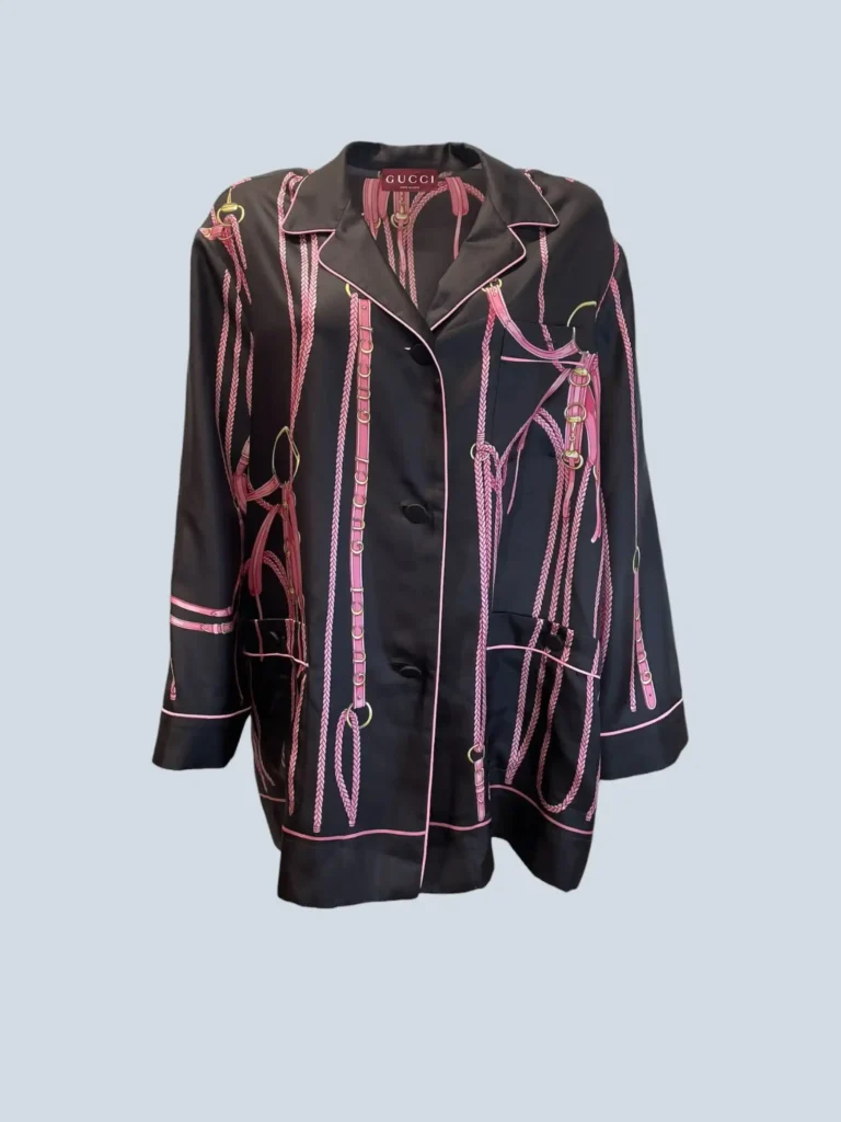 Camicia in seta con stampa morsetti, 38.