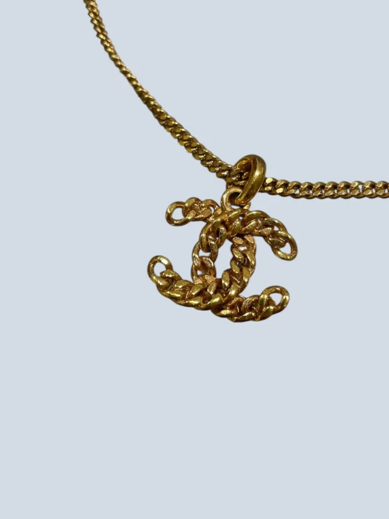 Metal necklace with CC pendant and pearls, photo 4 of 6