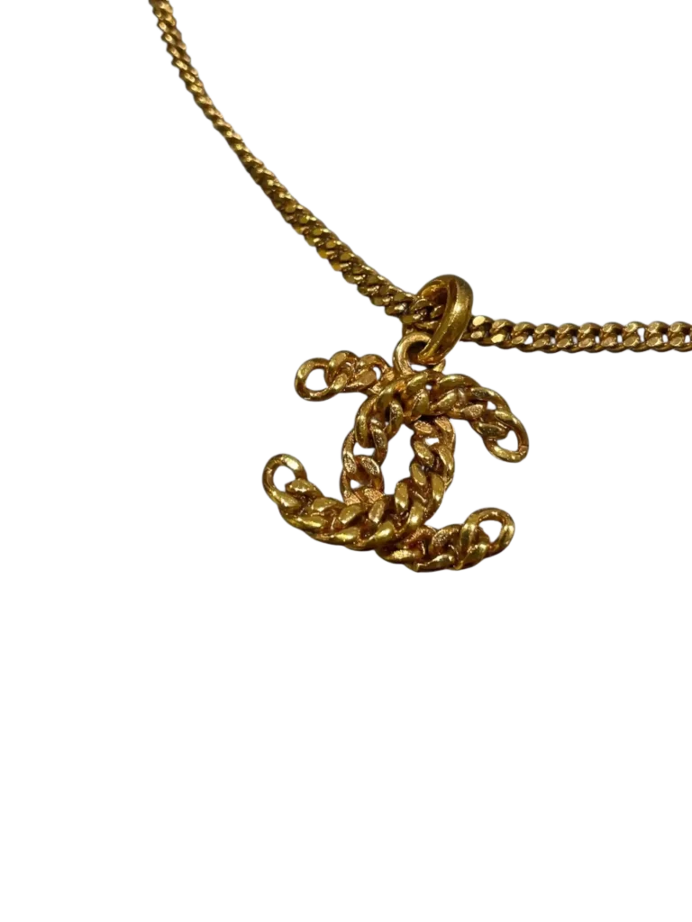 Metal necklace with CC pendant and pearls, photo 4 of 6