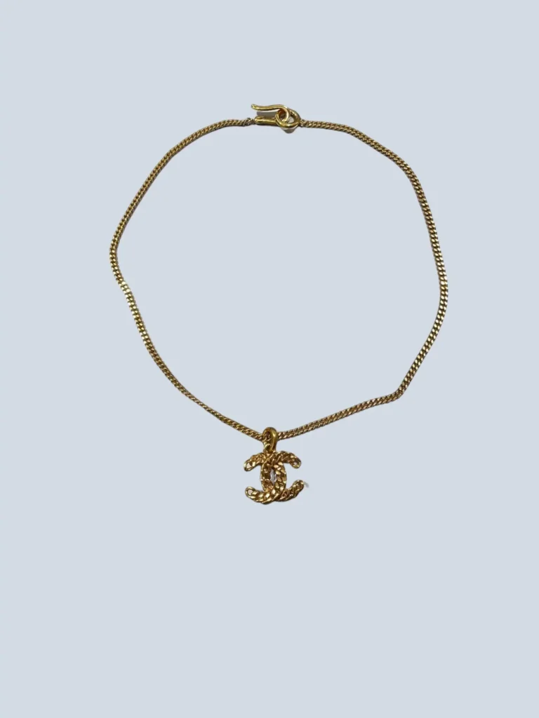 Metal necklace with CC pendant and pearls, photo 2 of 6