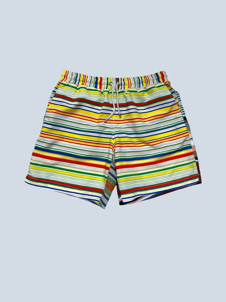 Multicolor striped swimwear with embroidered logo, 46.