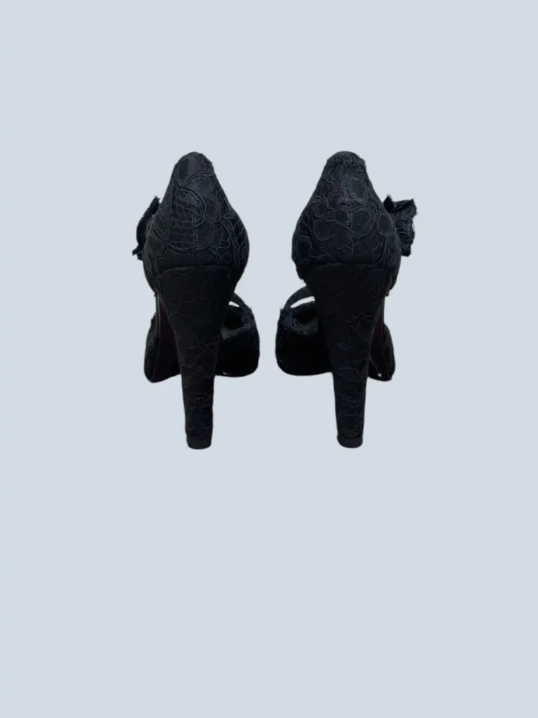 By Karl Lagerfeld, décolleté in pizzo e pelle con fiocco, 36,5C., foto 4 di 10