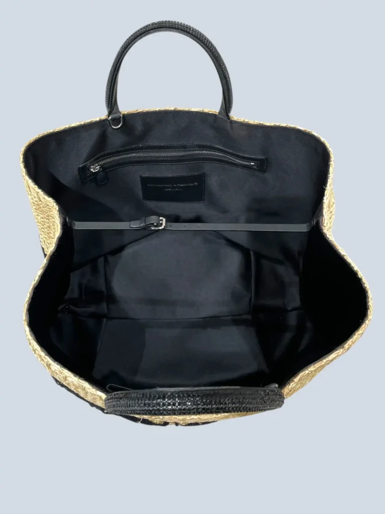 Raffia shopper bag with macramé lace embroidery, photo 6 of 10