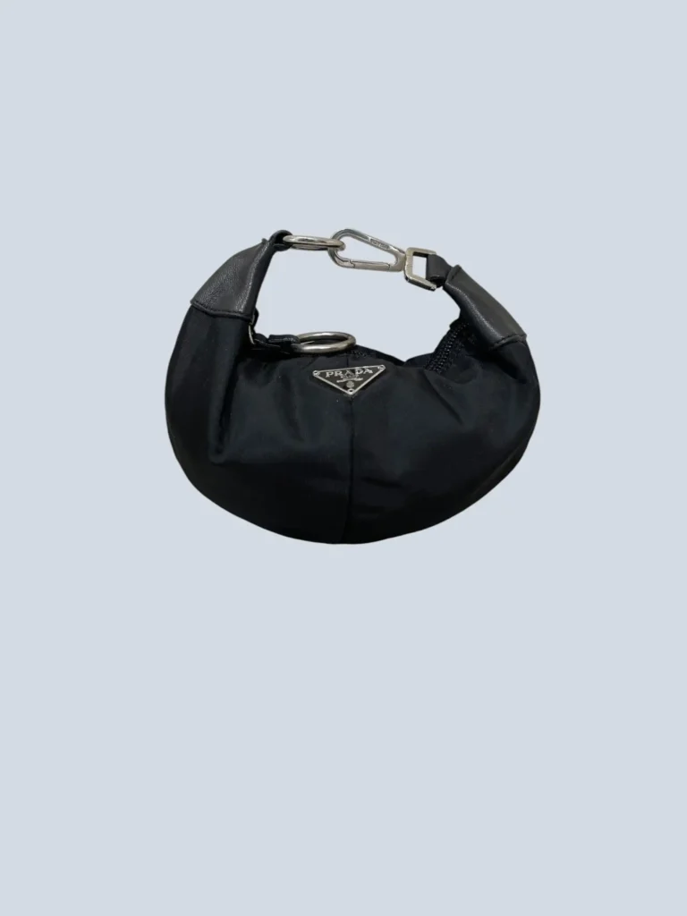 Mini bag a mano in nylon e pelle.