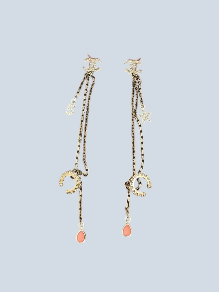 Crystal Star 5 Drop CC metal earrings.