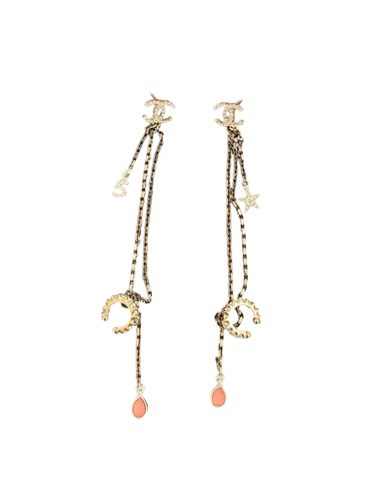 Crystal Star 5 Drop CC metal earrings.