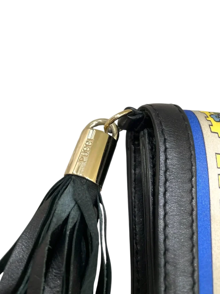 Satin and leather clutch with tassel, photo 6 of 8