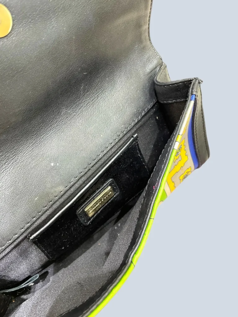 Satin and leather clutch with tassel, photo 3 of 8