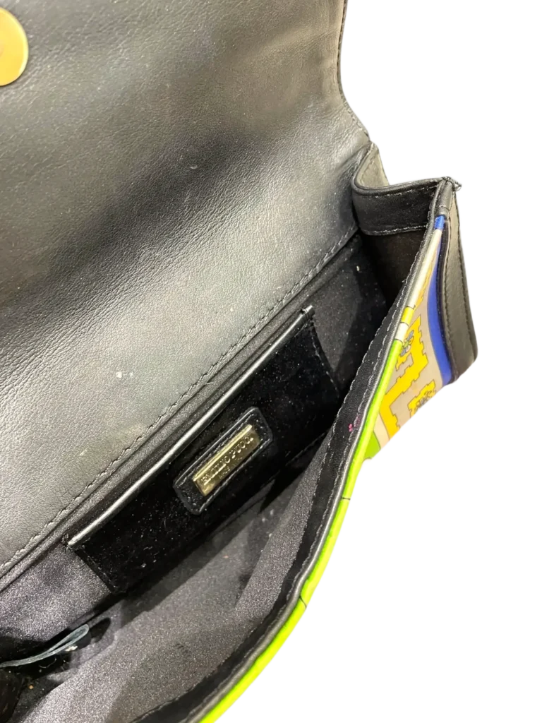 Satin and leather clutch with tassel, photo 3 of 8