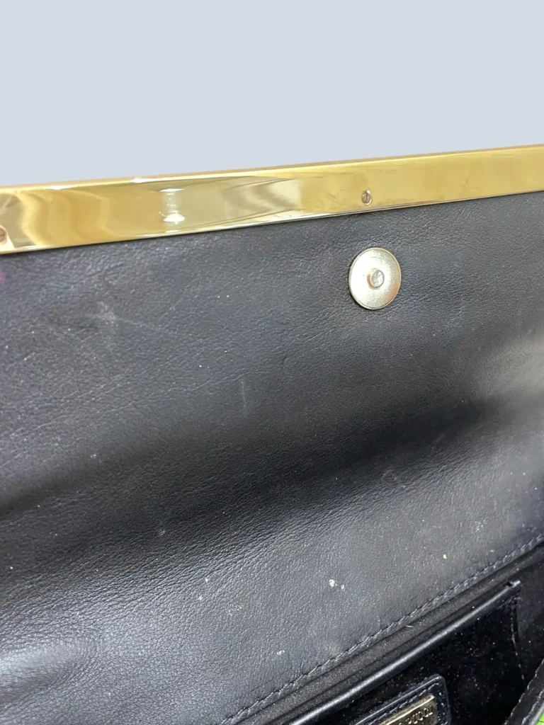 Satin and leather clutch with tassel, photo 5 of 8