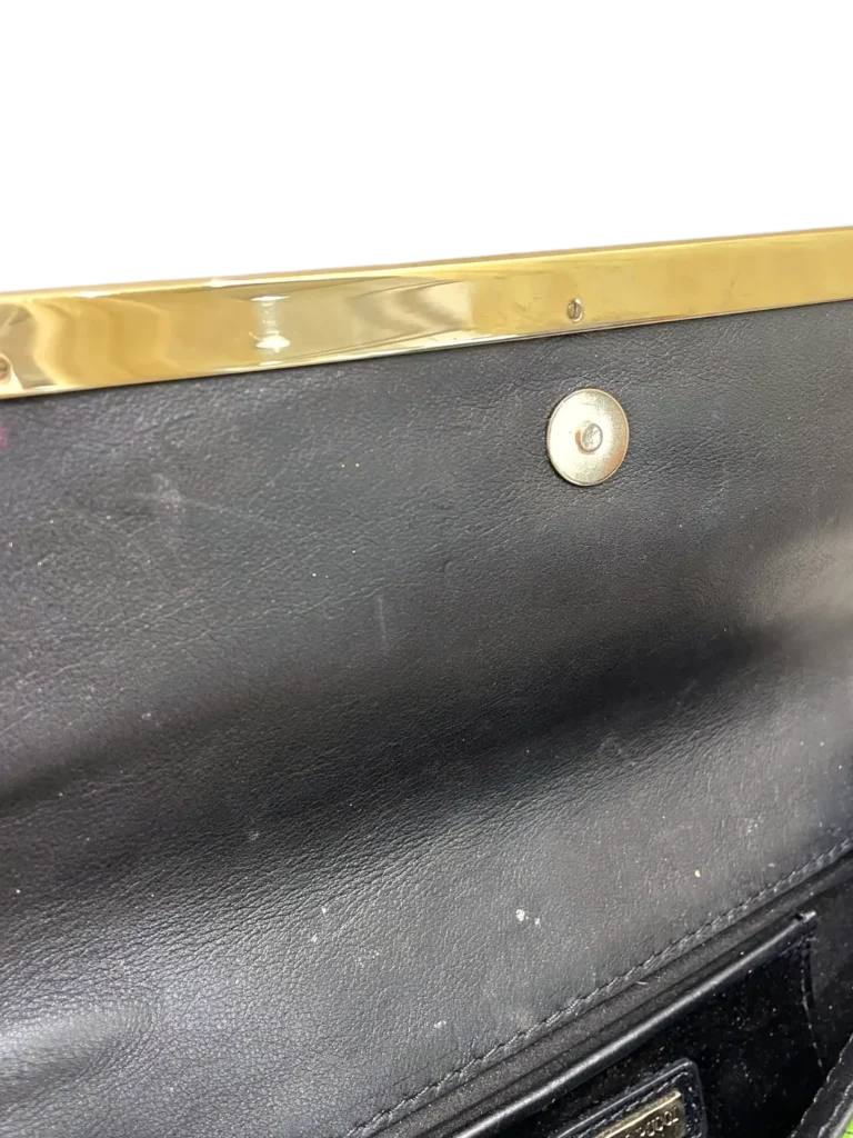 Satin and leather clutch with tassel, photo 5 of 8