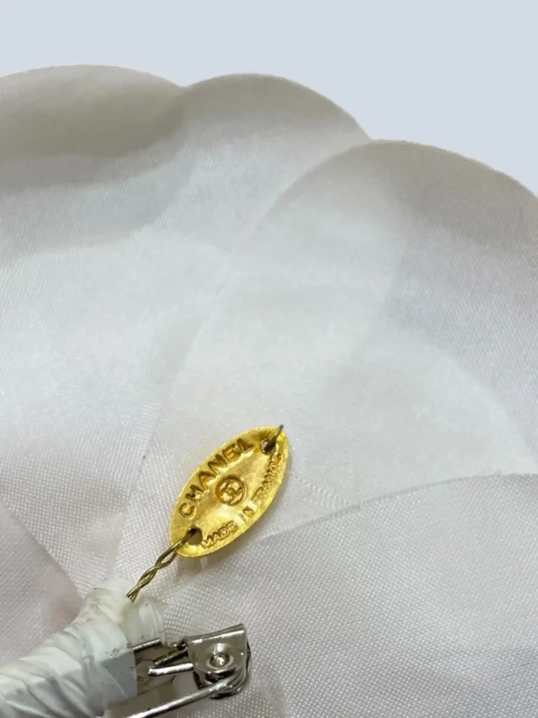 Fabric Camellia brooch, photo 4 of 4