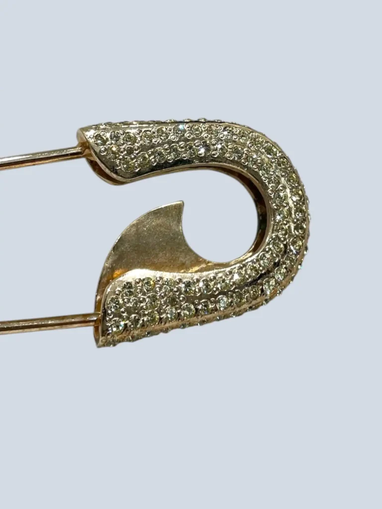 Spilla Safety Pin in metallo e cristalli., foto 4 di 5