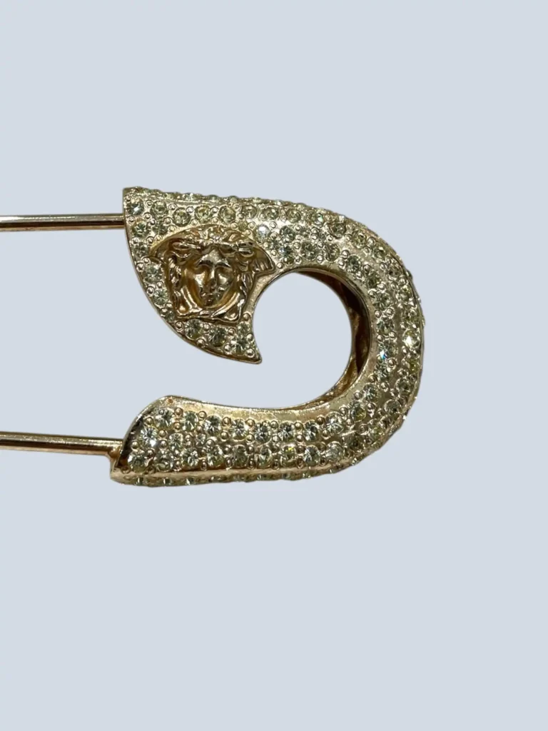 Spilla Safety Pin in metallo e cristalli., foto 5 di 5