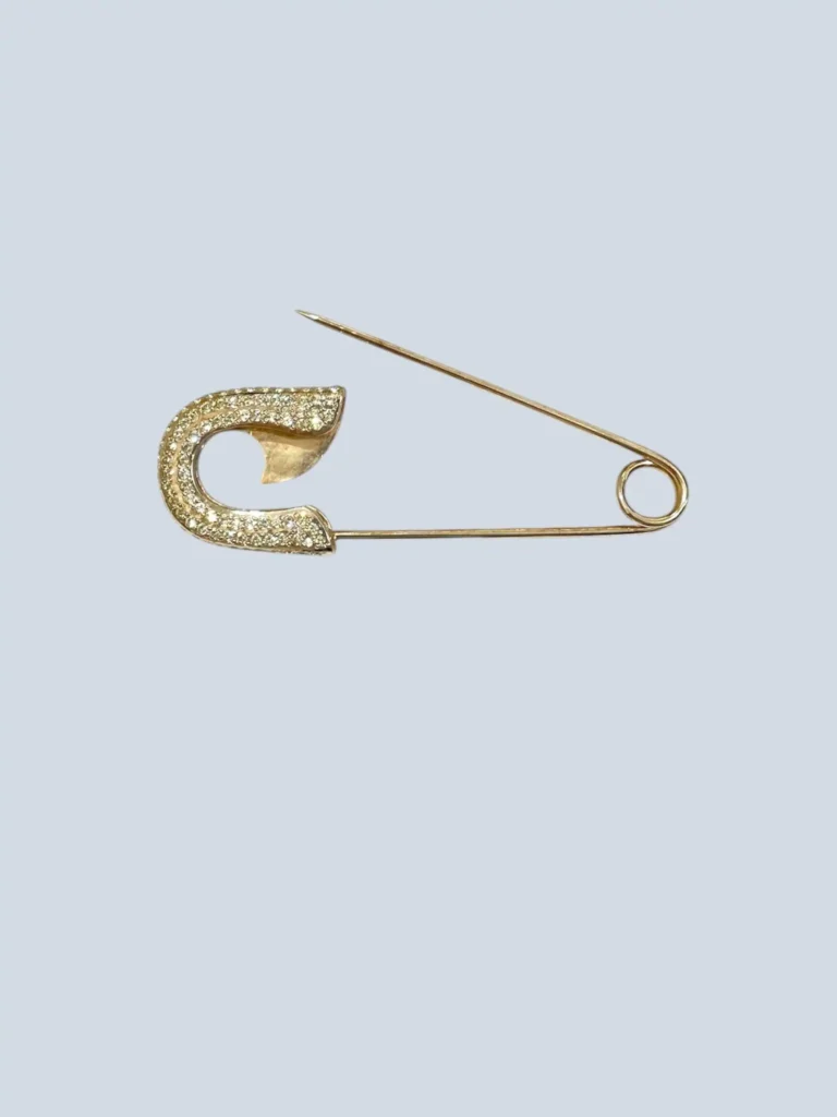 Spilla Safety Pin in metallo e cristalli., foto 3 di 5