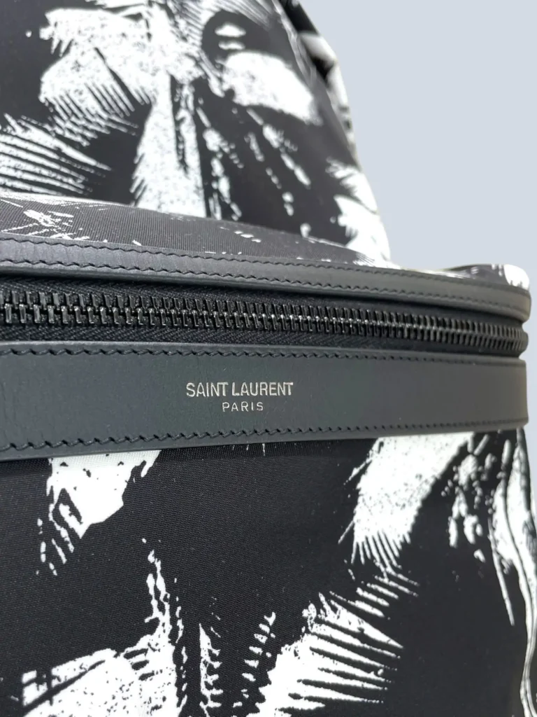 Zaino in nylon e pelle stampa palme., foto 10 di 11