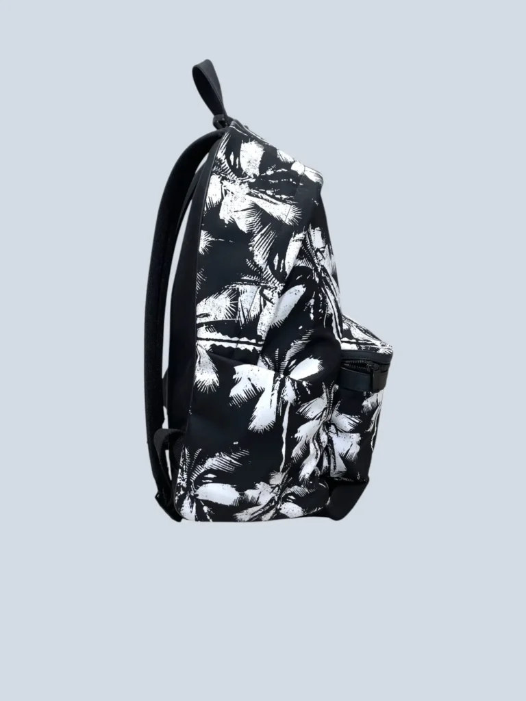 Zaino in nylon e pelle stampa palme., foto 3 di 11