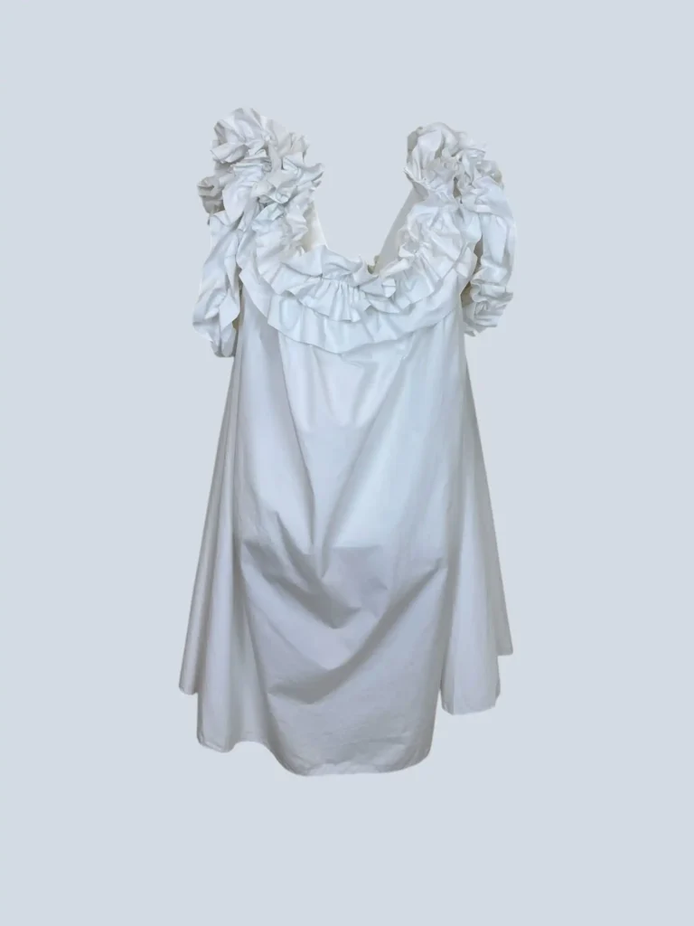 Abito corto in cotone con rouches, 38fr.